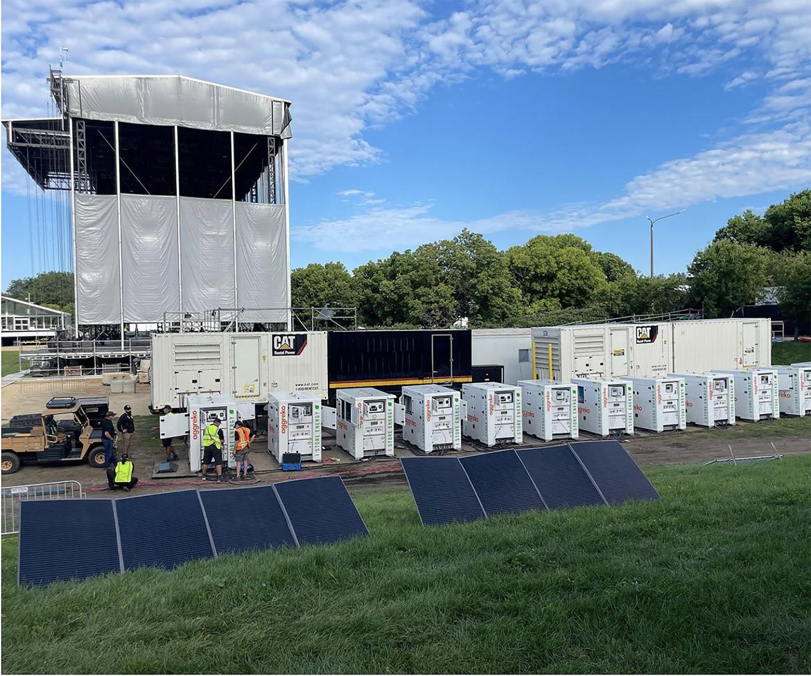 Figure 12: POWR 2 XPro 60s providing stage power at Lollapalooza 2023. Four in parallel will generate 1328A of fault current – more than enough to trip down stream breakers engineered for the high fault currents of diesel generators.