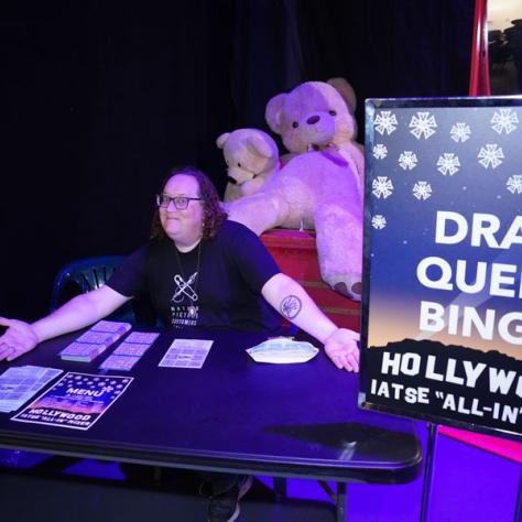 Drag queen bingo entry table. 