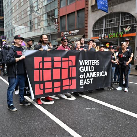 People marching in Labor Day parade. 