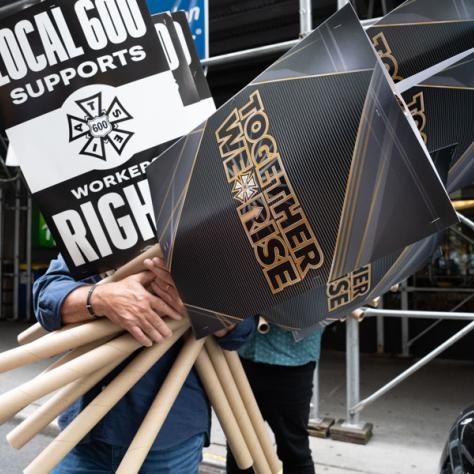 Workers rights signs. 