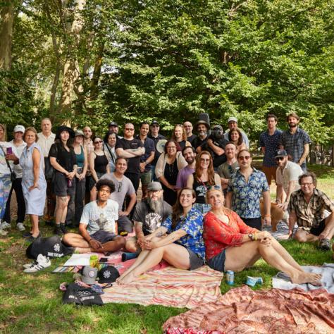 Group photo of picnic. 