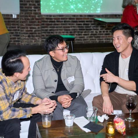 Candid photo of partygoers. 