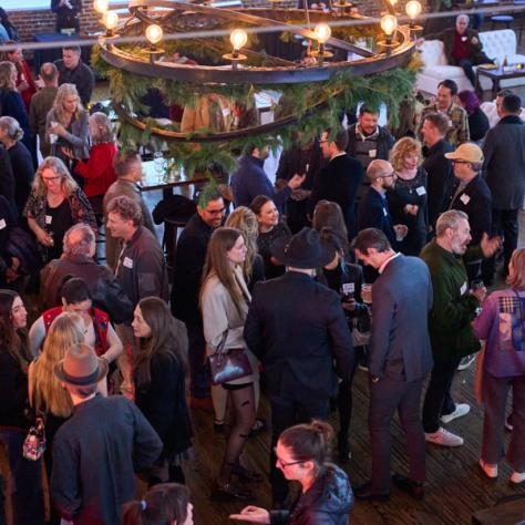 Arial photo of party.