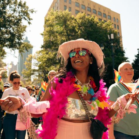 Photo of woman in parade. 