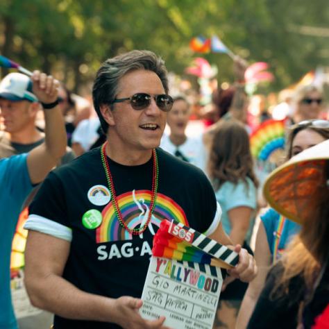 Photo of people in parade. 