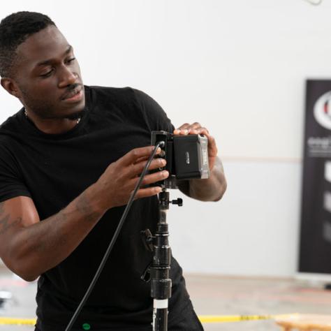 Man working with camera. 