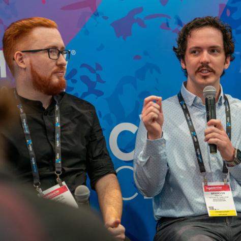 Local 600 Operator Andrew McMillan and Director of Photography Chase Smith on the panel "Frontiers of Live Cinematic Broadcast: Trailblazing with CINELIVE + Fujinon’s Duvo Cine Hybrid Lenses."