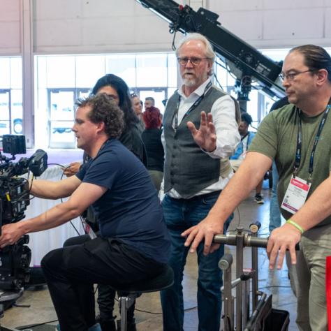 Local 600 Director of Photography Dave Frederick (center) with participants of Local 80's "Cranes, Dollies, Stabilized Heads: Motion and Movement Workshop."