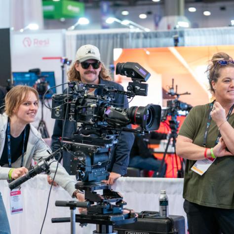 Local 600 Director of Photography Dawn Fleischman, SOC, with participants of Local 80's "Cranes, Dollies, Stabilized Heads: Motion and Movement Workshop."