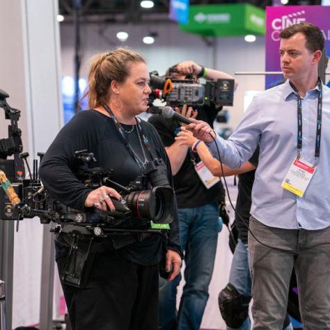 Local 600 Director of Photography Dawn Fleischman, SOC, with Business Rep Ryan Sullivan.
