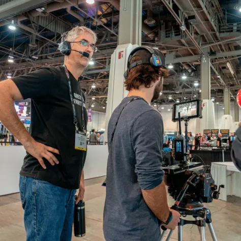 Local 600 Operator Dave Chameides (L) at the SOC's Camera Operator Workshop.