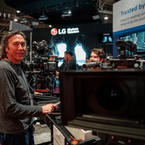 Local 600 Director of Photography Gary Marsh on the convention floor.