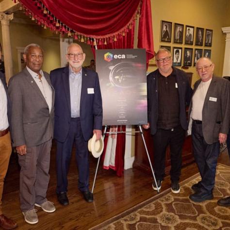 Local 600 National Executive Director Alex Tonisson, President Baird Steptoe, ASC Mentor Award honoree Stephen Lighthill, ASC, Distinguished Filmmaker Award honoree Janusz Kaminski, ECA Co-Chairs Steven Poster, ASC, and Jimmy Matlosz.