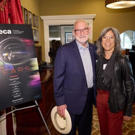 2023 ASC Mentor Award recipient Stephen Lighthill, ASC, with 2022's recipient Patti Lee, ASC.