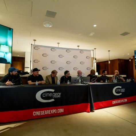 Matthew Pebler, SOC, Alan Mehlbrech, SOC, Fred Elmes, ASC, Frank DeMarco, ASC, moderator Michael Chambliss, Terrence Burke, Joe Blodgett, and Todd Armitage.