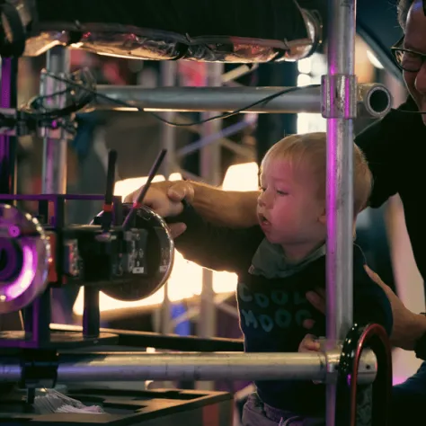 Baby touching equipment. 