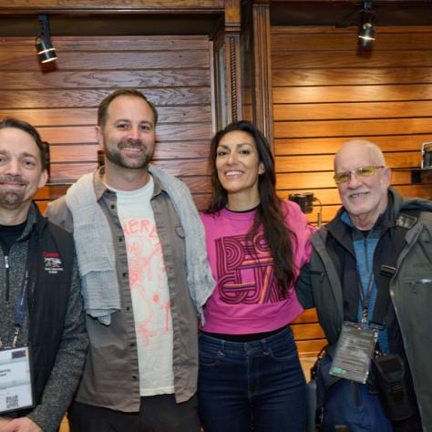 Local 600 Director of Photography Matt Irving, 1st AC Larkin Donley, Director Rocio Valenzuela, and Local 600 Business Rep and Technology Specialist Michael Chambliss