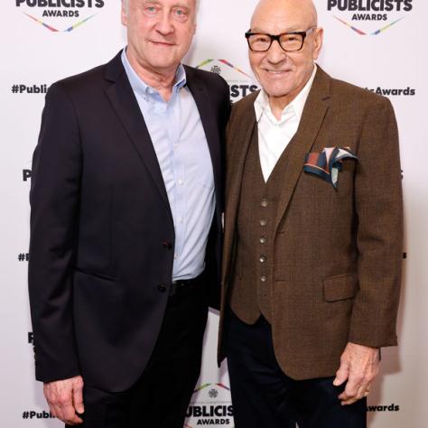 Presenter Brent Spiner and Sir Patrick Stewart, Television Showperson of the Year Award recipient (Photo by: Trae Patton/ICG)