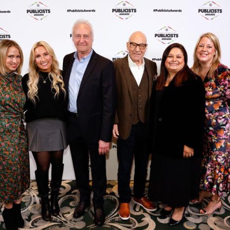 Brent Spiner, Sir Patrick Stewart, Television Showperson of the Year Award recipient with "Picard" Paramount+ Publicity Team (Photo by: Trae Patton/ICG)