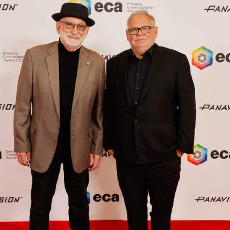 ASC Mentor Award recipient Stephen Lighthill, ASC, and Distinguished Filmmaker Award honoree Janusz Kaminski.