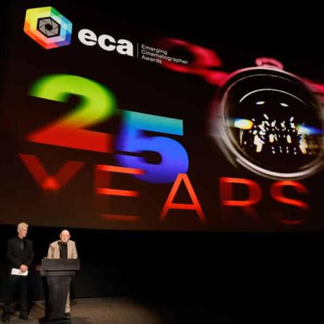 ECA Co-Chairs Jimmy Matlosz and Steven Poster, ASC, present the 2023 ECA honorees.