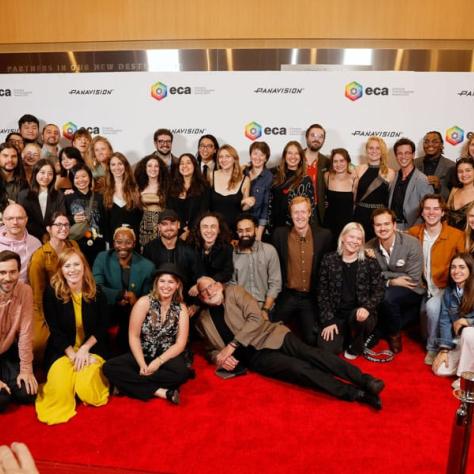 ASC Mentor Award recipient Stephen Lighthill, ASC, with his students from AFI.
