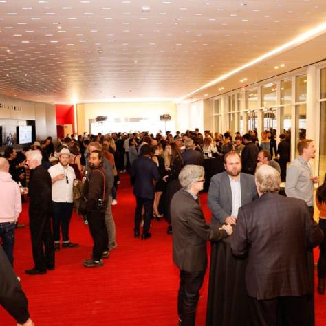 View of event and people mingling. 