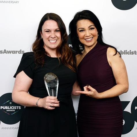 ICG PUBLICISTS AWARDS - Pictured: (l-r) Sara Hull, Publicist of the Year, Ming-Na Wen at the Beverly Hilton on March 10, 2023 - (Photo by: Trae Patton)