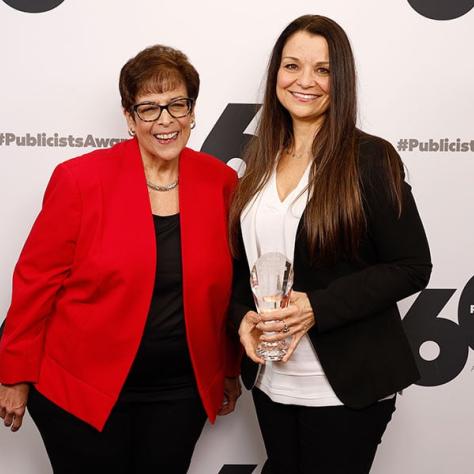 ICG PUBLICISTS AWARDS - Pictured: (l-r) Sharon Black, Karen Chamberlain, Les Mason Award for Career Achievement in Publicity at the Beverly Hilton on March 10, 2023 - (Photo by: Trae Patton)