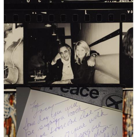Being homebound for three months gave me time to find several missing items. This image of me and legendary Rock photographer, Jim Marshall, is one. As I was putting away prints I had pulled out in March for a work meeting (cancelled), I decided to actually look at the other contents of the box. To my surprise and glee, I found the proof sheet and negative for this image which had been missing, for years! Jim signed his book for me long ago and his inscription has always resonated: “For Lacey— One day you w