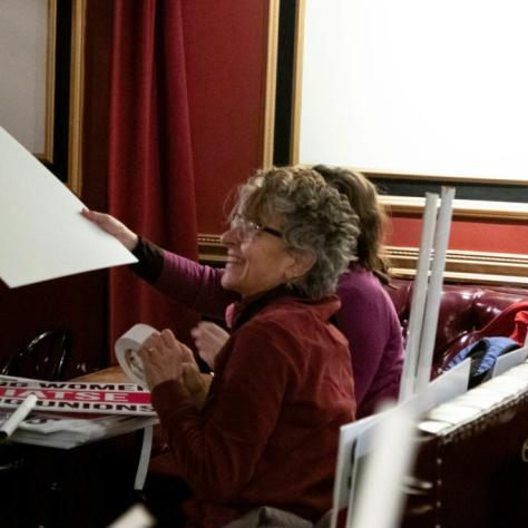 Women creating signs